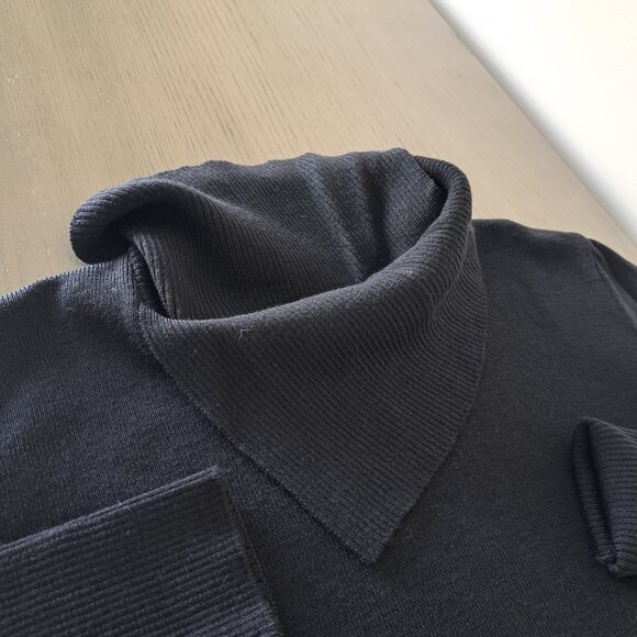 BYBLOS Made in Italy Black Split Collar Wool Pullover Sweater Vintage Size EU 40 - Picture 7 of 14